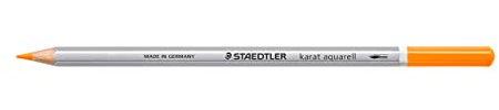 STAEDTLER aquarell Buntstifte karat aquarell, hellorange, wasservermalbare, weiche, farbintensive Mine, unterschiedliche Trocken- und Nasstechniken, 6 Aquarellstifte im Kartonetui, 125-42