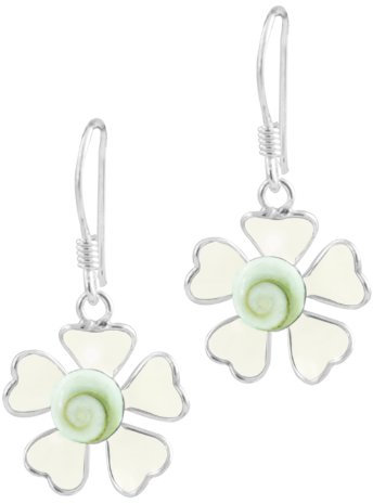 Chic-Net Shivaauge Emaille Blüte weiß Silberohrring Ohrring Ohrhänger 925er Sterling Silber Shiva Auge Damen