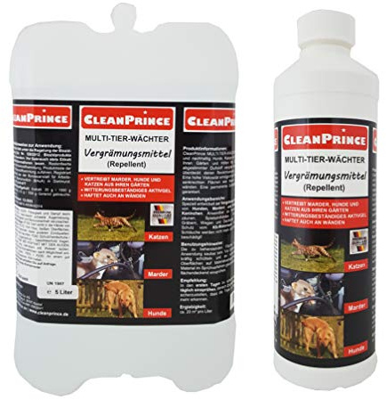 5,5 Liter CleanPrince Anti Marder Spray Multi Tier Wächter | Kombiartikel Ungeziefer Marderbiss verjagen vergrämen vertreiben Marderschaden Auto Marderverbiss Marderschreck Marderstopp