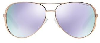 Michael Kors Women's MK5004 Chelsea Aviator Sunglasses, Rose Gold/Purple Mirrored, 59 mm