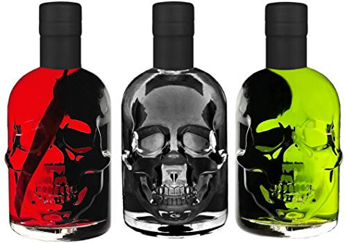Absinth Totenkopf Trio je 0,5L Green/Black/Red Chili mit max. erlaubtem Thujon 35mg/L 55% Vol