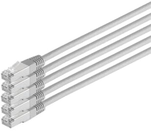 Kabelbude.eu Patchkabel Netzwerkkabel Ethernet LAN Kabel Cat 6 S/FTP PIMF Halogenfrei 250 MHz 0,5m 5er Pack