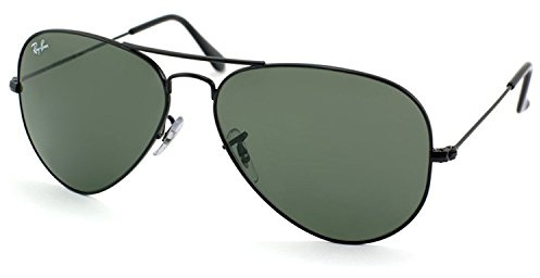 Ray-Ban Aviator Large Metal Men's Sunglasses, 002/37-Black/Grey Mirror, 58 mm