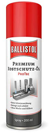 BALLISTOL 25260 Premium Rostschutz-Öl PROTEC 200ml Spray – Schmierwirkung, ohne Wachs, säurefrei – Pflege, Wartung, Farblos