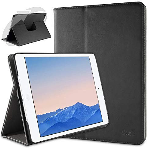 doupi Rotatif Housse pour iPad Mini 1 2 3, Deluxe 360 Degrés Smart Coque de Protection Simili Cuir Coque Cover et Case, Noir