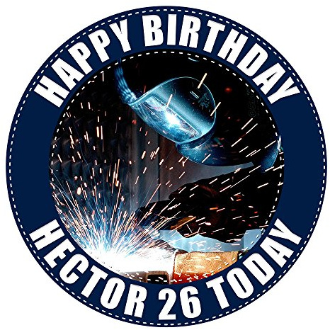 Welder Welding Cake Topper 7.5 Inch Personalised Edible on Icing Sheet with HI-RES Image