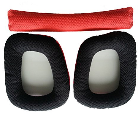 Winomo Paar Ersatz-Weichschaum-Ear Pads Ohrpolster mit Head Beam Kissen Kopfhörer (Rot+Schwarz)