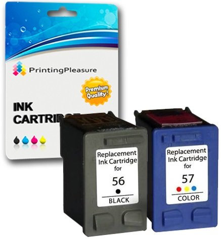 Printing Pleasure 2 Druckerpatronen für HP Photosmart 7260 7350 7450 7660 C4180 C4280 C5280 Deskjet 5550 450CBi Officejet 5610 4215 PSC 1215 1210 1315 | kompatibel zu HP 56 (C6656AE) & HP 57 (C6657AE)