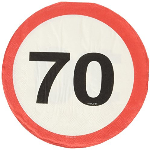 Folat 28370 Party Servietten Verkehrsschild (1 x 20 STK.)-Zahl 70
