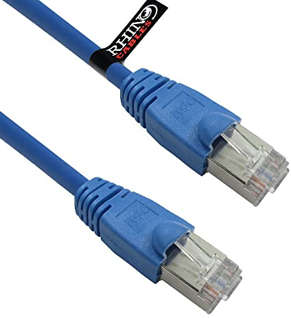 rhinocables Full Copper CAT6 Internet Cable – Shielded Short RJ45 Lead for High-Speed LAN, IPTV, Consoles & WiFi Routers | PoE-Enabled Patch Wire for Reliable Connectivity (Blue, 3m)