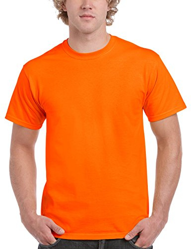 Gildan Men's Adult Ultra Cotton Crew Neck 2000 Regular Fit Short Sleeve T-Shirt, Orange - Orange (Safety Orange 193), X-Large