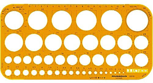 Rumold 341.010 Kreisschablone, 1mm-36mm Kreise Durchmesser, 260mm Länge, 130mm Breite, 1.6mm Höhe