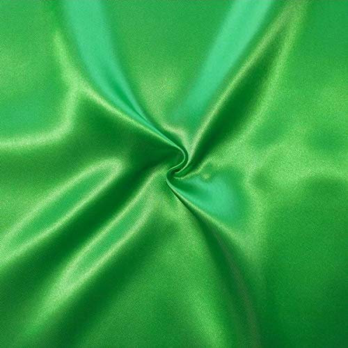 STOFFKONTOR Satin Modestoff Dekostoff - Stoff glänzend - Meterware, Farbe Gras-Grün - zum Nähen von Bekleidung, Tischdekorationen, Homeaccessoires uvm.