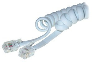 TPFNet 5er Pack Telefonhörerkabel (2X Stecker RJ10 / 4P4C) zum Anschluss eines Hörers an EIN kabelgebundenes Telefon geeignet, Weiß, 4 Meter