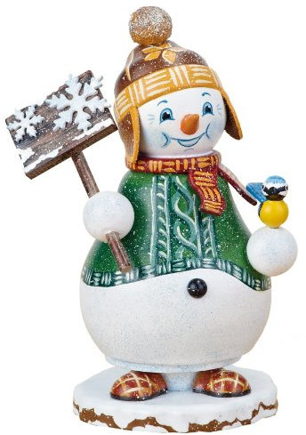 Kunsthandwerkstube Hubrig-Volkskunst Räuchermann Wichtel Schneemann Höhe 14 cm
