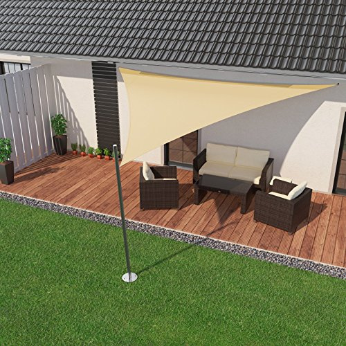 IBIZSAIL Premium Sonnensegel - Dreieck (gleichseitig) - 350 x 350 x 350 cm - Creme - wasserabweisend -inkl. Spannseilen