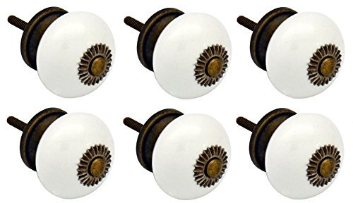 Nicola Spring Runde Keramikschrankknöpfe - Weiß - 6. Packung