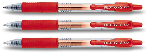 Pilot G2 Gelschreiber, einziehbar, rot, 3 Stifte