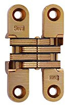 SOSS - 204CUS4 Model #204 Mortise Mount Invisible Hinges with 4 Holes, Zinc, Satin Brass Finish, 2-3/8 Leaf Height, 1/2 Leaf Width, 23/32 Leaf Thickness, 7 x 1-1/4 Screw Size (1 Pair)