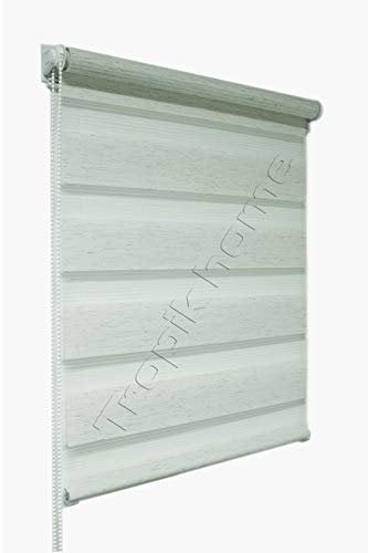 beytug Cream/Natural Day and Night Zebra/Vision Window Roller Blind, Choice of 16 Width Sizes, 120cm Wide (+4.5cm fittings)