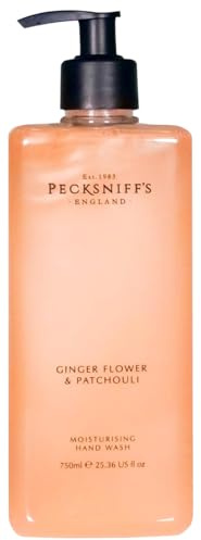 Hand Wash - Liquid Hand Soap for Soft Skin, Natural, Hydrates and Moisturises, Handcrafted in England, Cruelty Free, Beautiful Gift of Luxury (Ginger Flower & Patchouli) (750ml) - Pecksniff’s