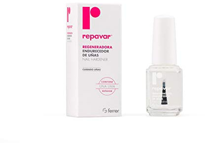 Repavar - Endurecedor de Uñas - Tratamiento y Cuidado de Manos - Forma una Película Protectora que Aumenta la Dureza y la Flexibilidad - Incluye Lima - 15 ml