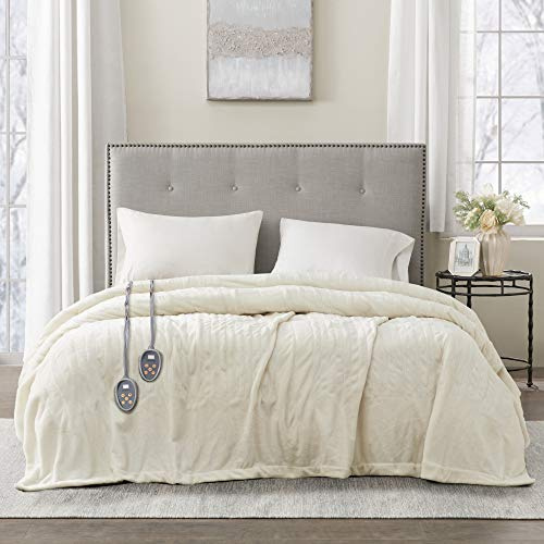 Beautyrest Heated Blanket Queen Size, Fast Heating Electric Blanket, Ivory