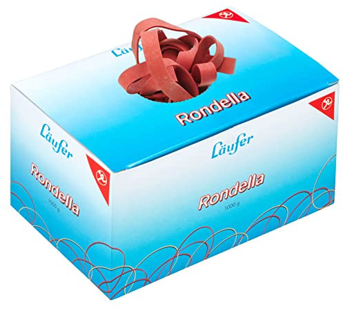 Läufer 51341 Rondella Gummibänder 130 x 10 mm, Durchmesser 85 mm, 10 mm breite Gummiringe, 1 kg Schachtel, rot