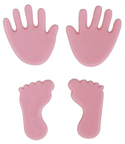 RAYHER HOBBY Rayher 31438262 Wachsmotiv Babyfüße/-hände, ca. 1,5 cm, Btl. 2 Babyhände aus Wachs und 2 Babyfüße aus Wachs, Kerzen verzieren, Verzierwachs, Wachsmotiv für Kerzen, rosé