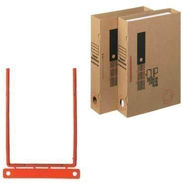 BHU D-Clip Archivordner+Bündelungsbügel, Braun, A4, Karton, 435g/qm, Kunststoff, rot, 80 mm Schriftgut, beschriftbar, 1/4 Schnitt, Seite, Aktenschrank