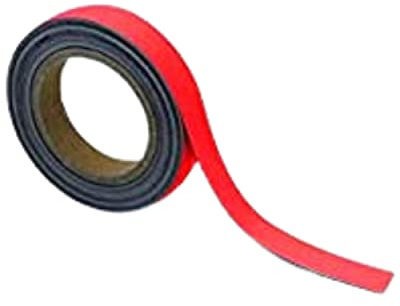 Magnetic Steel Easy-Wipe Tape, Thin & Flexible, Cut to Fit Strip, Strong Magnetic Tape, High Visible Identification, Suitable For All Non-Magnetic Surfaces - Red - H.25mm x W.10M