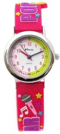 Ravel New Eye-Catching Pop Star 3D Kids Quartz Watch with White Dial Analogue Display and Multicolour PU Strap R1513.48P