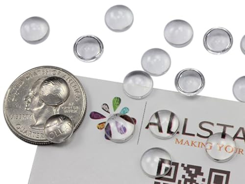 Allstarco 9mm (11/32) Kristallklar, runde Acryl-Cabochons, 75 Stk. | glatte gewölbte Oberfläche mit Vergrößerungseffekt, ideal für Anhänger, Ohrringe, Schmuck, Miniaturen, eyes und DIY-Projekte