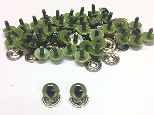celloexpress 12mm Green Cats Eyes with Metal Backs (Pack of 25 Pairs) | Crystal Safety Eyes with Metal Backs Soft Toy Teddy Bear Animal Making
