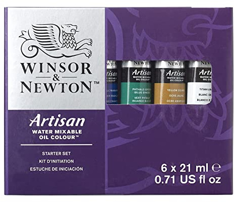 Winsor & Newton, Artisan Water Mixable Oil Colour, Beginners Set, 6x21ml Tube Set