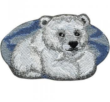 Aufnäher Applikation Patches - Eisbär Bär liegend - 01876 Gr. ca. 10 x 6 cm