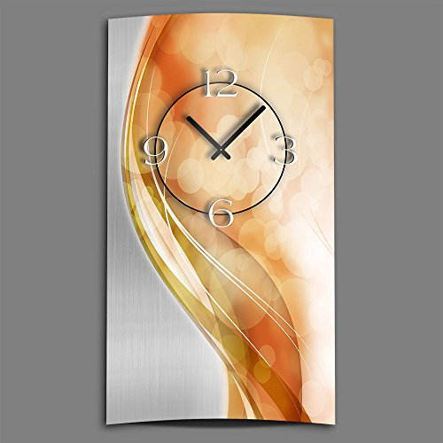 dixtime Abstrakt apricot hochkant Designer Wanduhr modernes Wanduhren Design leise kein Ticken 3D-0014