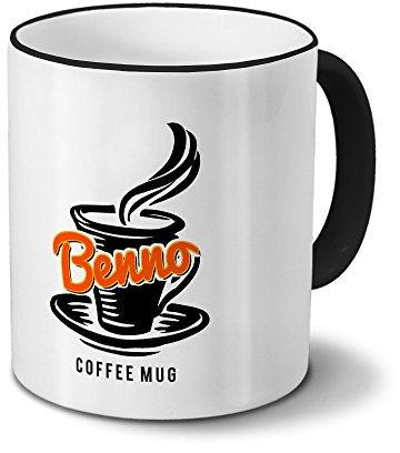 digital print Tasse mit Namen Benno - Motiv Coffee Mug - Namenstasse, Kaffeebecher, Mug, Becher, Kaffeetasse - Farbe Schwarz