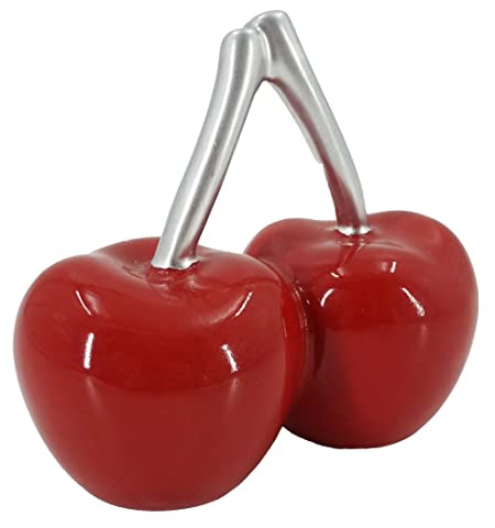 Red and Silver Art Deco Cherry Decoration with Silver Stem Fruit Display Piece
