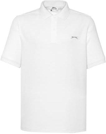 Slazenger Men's Polo Shirt Short Sleeve Collar Neck Summer Leisure Shirt - white - XX-Large