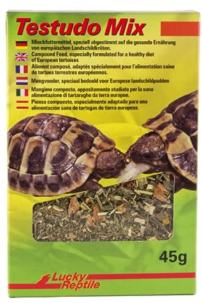Lucky Reptile Testudo Mix 45g - Nourriture pour Tortues terrestres avec Fleurs séchées & Herbes - Riche en Fibres & minéraux - Nourriture pour Tortues terrestres européennes