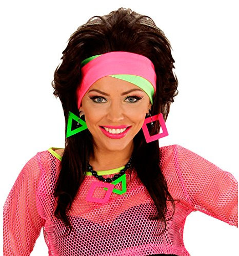 Amakando Neon-Stirnband 80er Haarband Aerobic Outfit Zubehör schrilles Klapsband Fitness Kostüm Accessoire Damenkostüm Zubehör