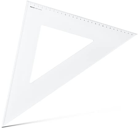 Aristo AR4530F Dreieck 45° mit Facette (Kathete 297mm, Hypotenuse 420mm, abriebfeste Tiefprägung der Teilung, Plexiglas) transparent