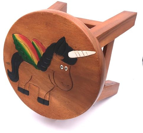ROMBOL Handgefertigter Kinderhocker, Holz, Kinderhocker:Einhorn