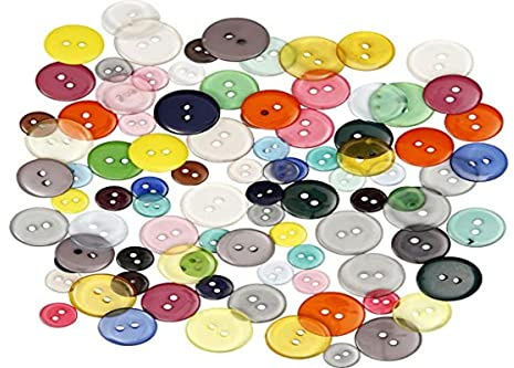 Knopf Sortiment 403810 von Creativ Company - Knöpfe zum Nähen, Basteln oder Dekorieren. Durchmesser: 12, 18 und 20 mm. Diverse Farben. 100 Stück.