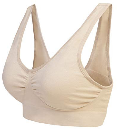 Boolavard ® Sport-BH Sport und Wohlfühl BH Bra nahtlos in Farbe Weiß und Schwarz und Beige (M: 86-91cm (70C-75B), Beige)