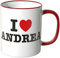 WANDKINGS® Tasse, Spruch: I Love Andrea - ROT