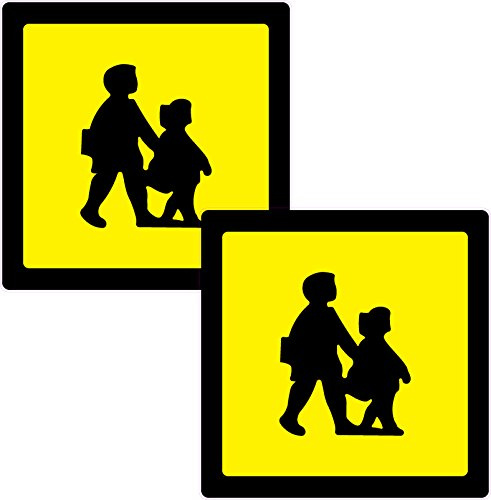 2 x bedruckte Vinyl-Aufkleber mit Schulkindern, 210 mm, für Auto, Taxi, Mini-Bus