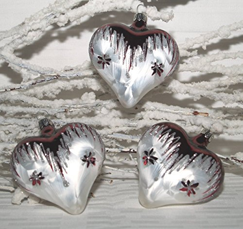 Jingle Bells Lauscha Christbaumkugel Modern Art 7cm Herz 3fach