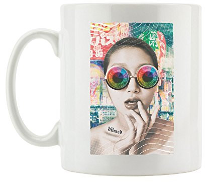 Pixxprint Dilated in Tokyo Coole Party Tasse, ca. 300ml Fassungsvermögen, Keramik Weiß, Spülmaschinenfest